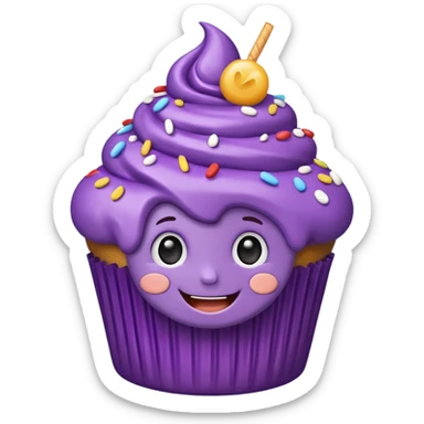 cute expressive purple cupcake character emoji sticker