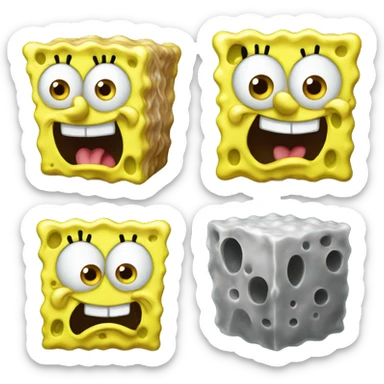 spongebob like an emoji very sharp, apple iOS style,  sticker