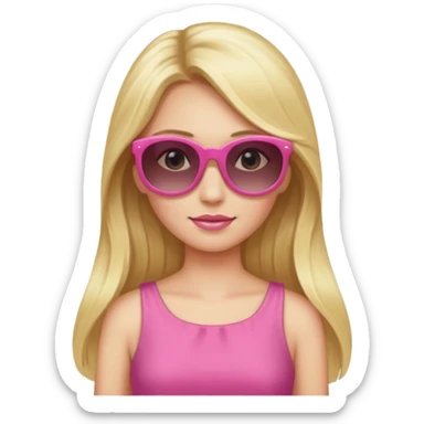 dior women with long blonde hair wear sun glasses, pink dress sticker