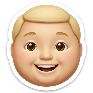 A 3D emoji in iOS emoji aesthetic style of a chubby person with round cheeks and a happy smile, soft and friendly expression, smooth glossy texture, minimal white background. sticker
