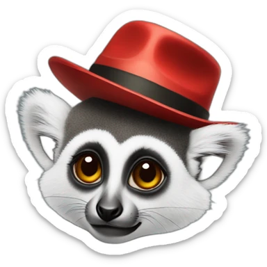 lemur wearing a red fedora sticker