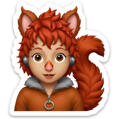 I would like a red feminine squirrel pack, bonus points if you can incorporate red curly hair sticker