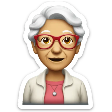 old lady with red glasses walking  sticker
