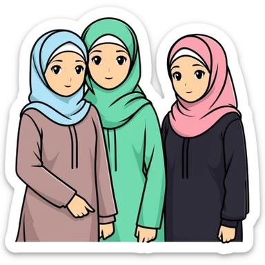 Three girls best friends, two with hijab and one not sticker