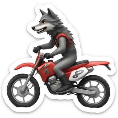 A wolf riding a dirt bike sticker