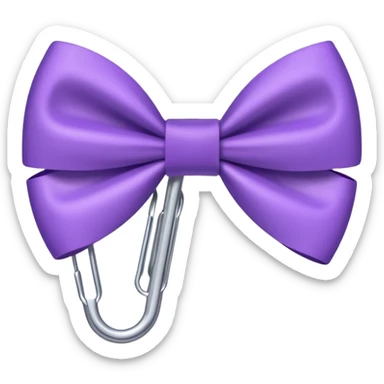 one silver paper clip with a purple bow in the middle sticker