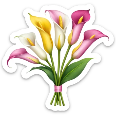 calla lily flower multicolor bouquet sticker