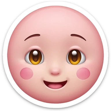 cute soft pink emoji, round and friendly, blushing cheeks, simple happy face sticker