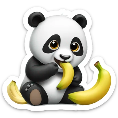 panda eating a banana sticker