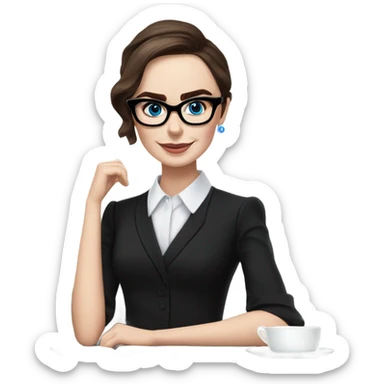 Lily collins blue eyes wearing glasses in a business meeting black dress sticker