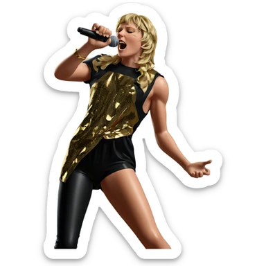 blonde boy singing with microphone sticker