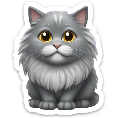 Fluffy grey cat sticker