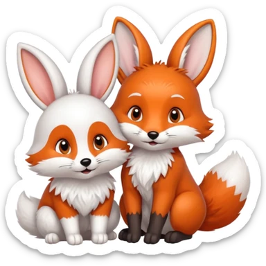fox and rabbit cute sticker
