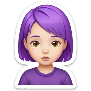 baby girl with purple hair sticker