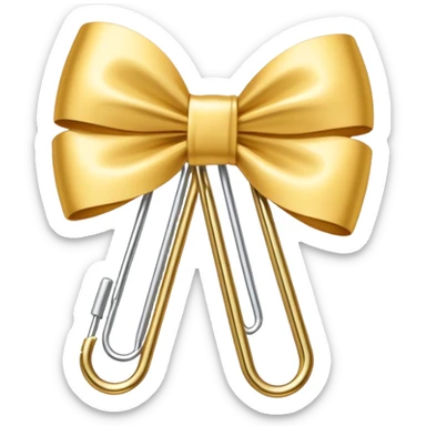 one gold paper clip with a white bow in the middle sticker