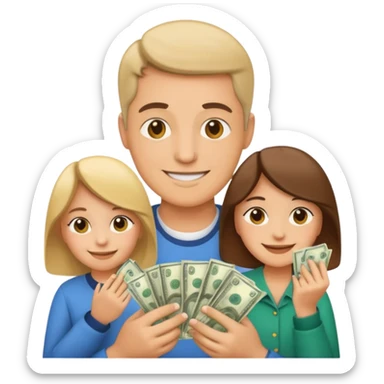 A caring parent counting money with family icons emoji sticker