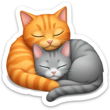 Orange cat and gray cat sleeping together  sticker