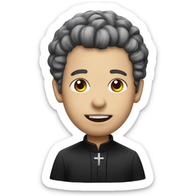 Priest with lipstick and flicking hair sticker