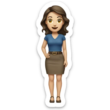 Brunette Caucasian beauty curvy mini skirt sticker