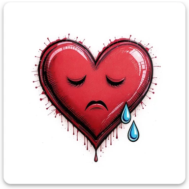 emo heart with a tear drop sticker