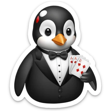 Penguin playing cards sticker