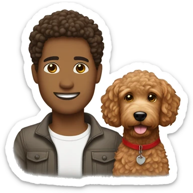 Lightskin man with a red goldendoodle sticker