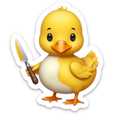 CREA UN PATO AMARILLO KAWAII SOSTENIENDO UN CUCHILLO sticker
