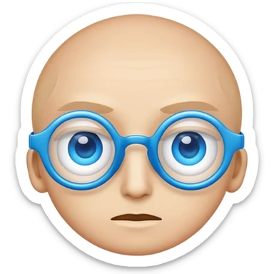Two eyes looking forward, surrounded by blue glasses. Minimalist, modern emoji-style design with a focused expression. sticker