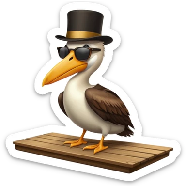 pelican with poise, wearing sunglasses and formal top hat sticker