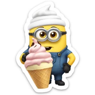 minion eating ice cream aggressively  sticker