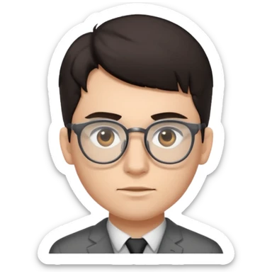 зомбы молодой мужчина с темными волосами в очках с серыми глазами в очеах з прической mob cut sticker