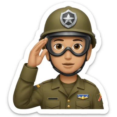 Soldier saluting with helmet + mask sticker