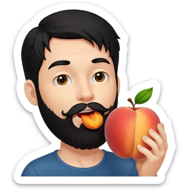 Black hair Man red beard licking peach sticker
