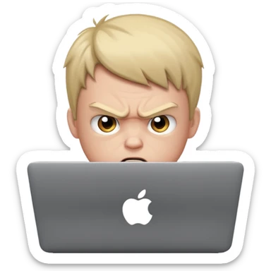 angry young boy on a laptop sticker