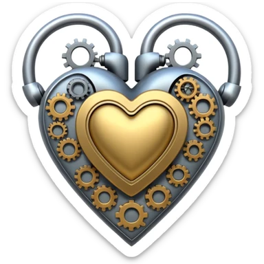 robot themed heart sticker