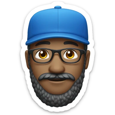 Homme blanc avec une petite barbe portant des lunettes bleues , une casquette jordan bleu , un survêtement bleu sticker