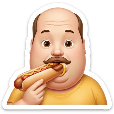 Fat guy with a hotdog in his mouth sticker