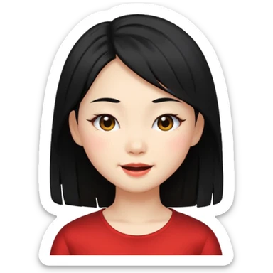 Chinese girl with black layered hair, winking sticker