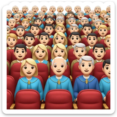 theater chorus seats filled with stone revelers sticker