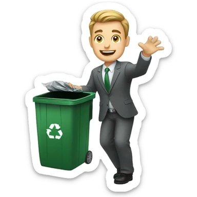 white business man throwing in trash sticker