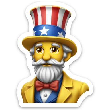 uncle sam yellow skin bust striped top hat grey beard sticker