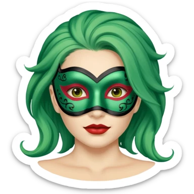 masked person venice volto woman green hair sticker