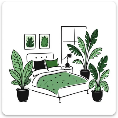 green bedroom plants with frames sticker