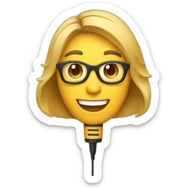 Radio host with mic sticker