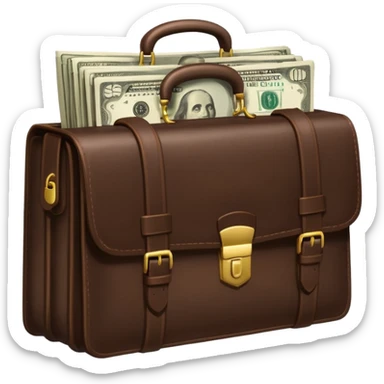 Dark brown briefcase with money sticker