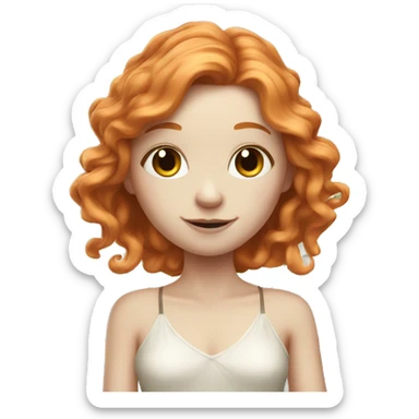 a white skin fairy, long ginger hair and wings sticker