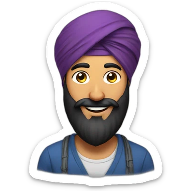 Sikh men with turban and smiling face  sticker