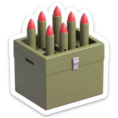 A military box filled with combat missiles sticker