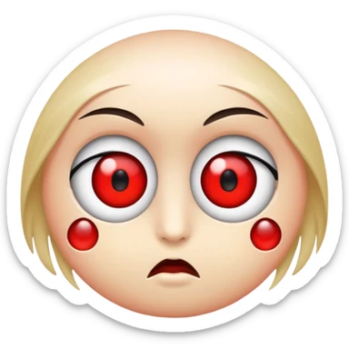 Create an emoji of these 🫩 with red eyes and dark circles sticker