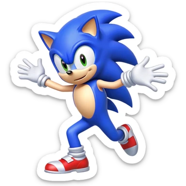 Blue cartoon Sonic character dancing energetically sticker